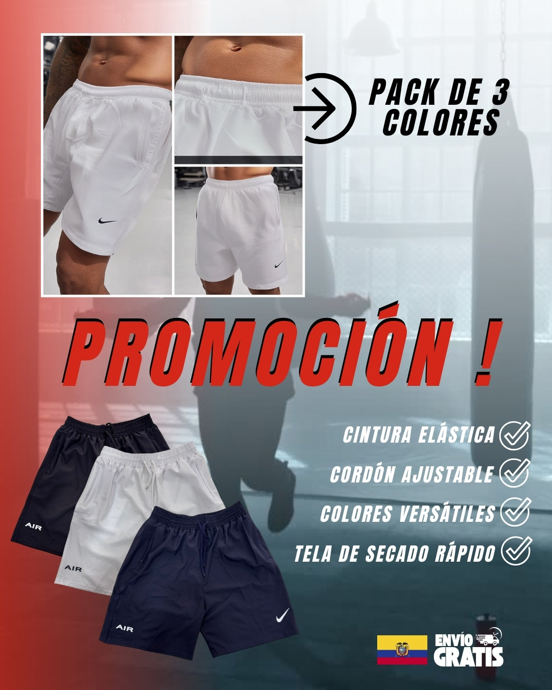 PÁCK DE 3 SHORT NIKE - 3 COLORES